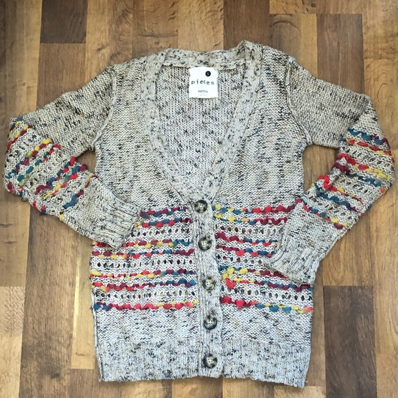 KENSIE PIECES Marled Cardigan w/Space Dyed Trim - S - Picture 2 of 8